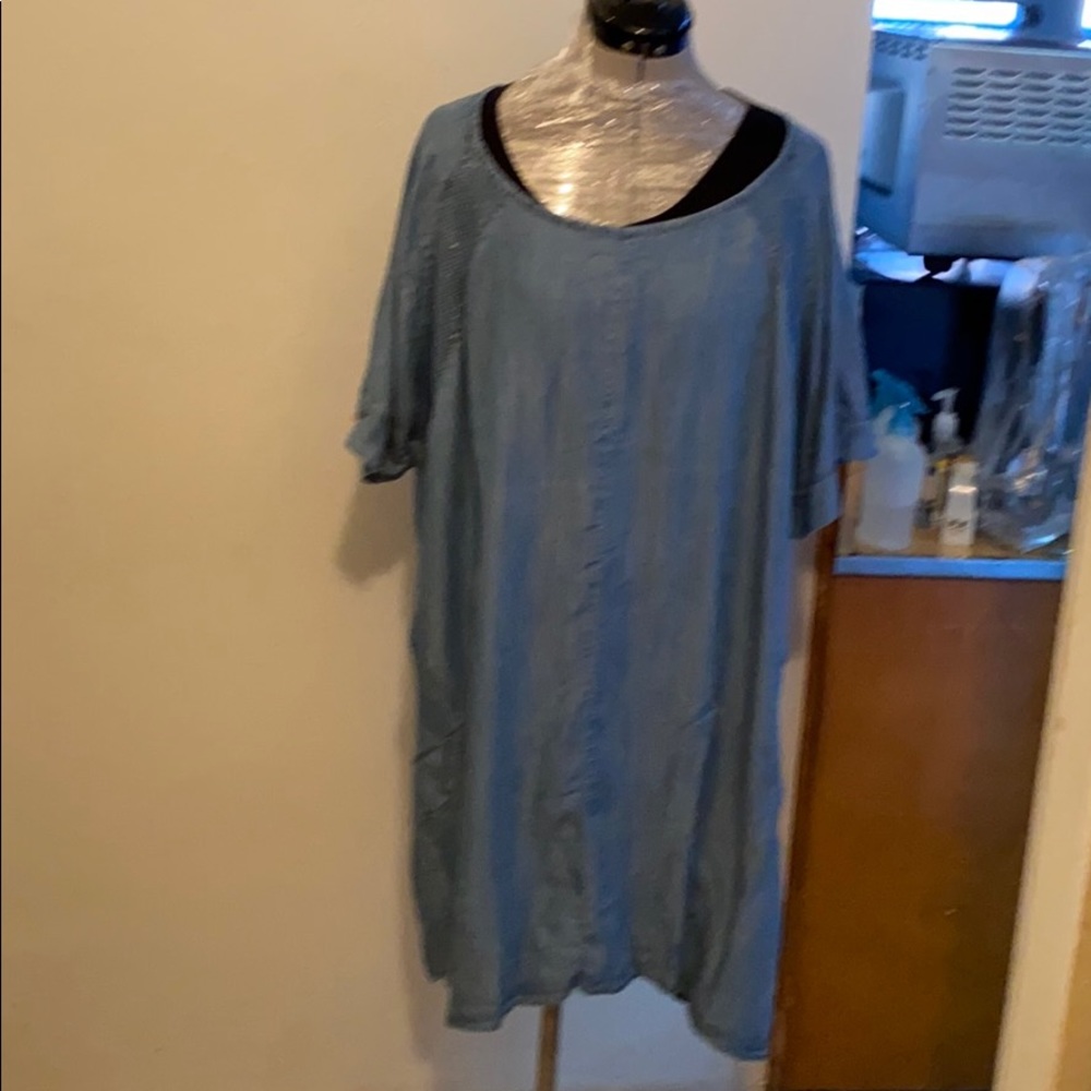 Chambray short sleeve dress